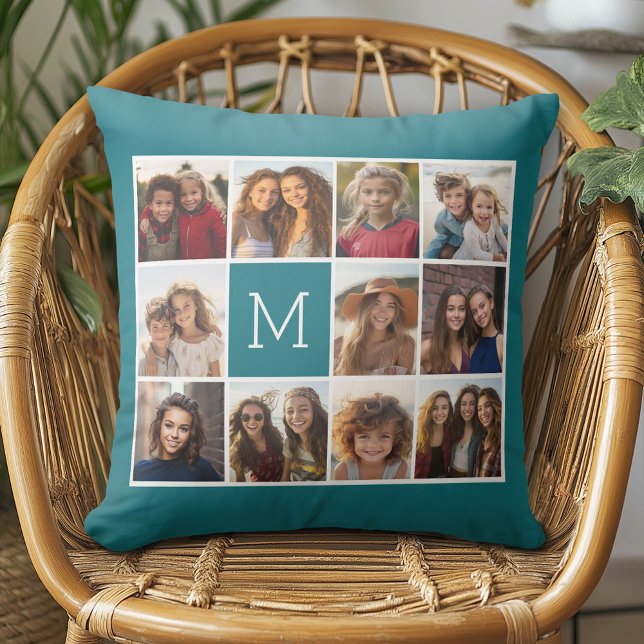 11 Foto Rutnät Kolla med Monogram Kudde (Custom Photo Pillow - Add Your Own Pics!)