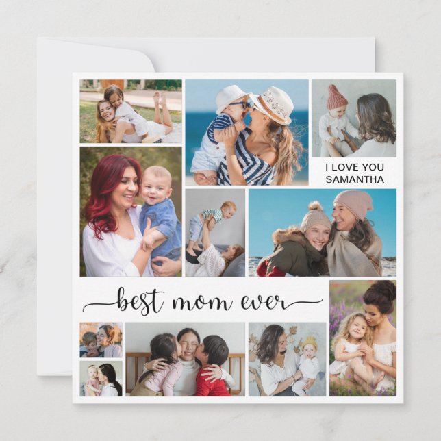 11 Fotokollage Bästa mamma någonsin Grattiskort (Framsida)