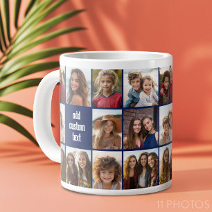 11 Fotokollage, marinblått - upprepa båda sidor Jumbo Mugg