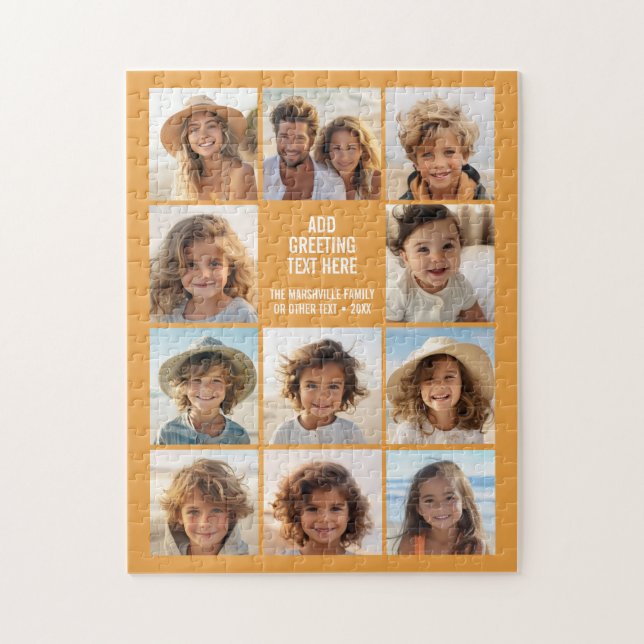 11 Fotokollage - Modern Orange Vit Text Pussel (Vertikal)