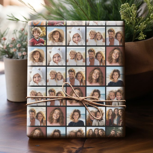 11 Fotokollage Mönster - Anpassningsbar Grid Presentpapper (Custom Photo Wrapping Paper)