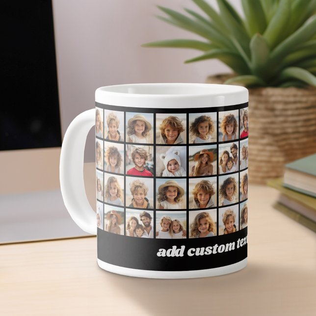11 Fotokollage - över hela mönster med text Jumbo Mugg (Personalized mug)