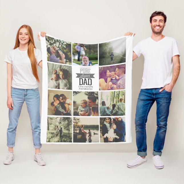 11 fotokollage personlig Fars dag Fleecefilt (På plats)