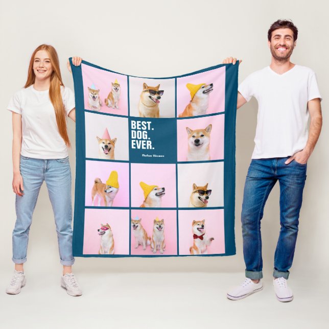 11 foton Samla personlig Bästa Hund någonsin Fleecefilt (På plats)