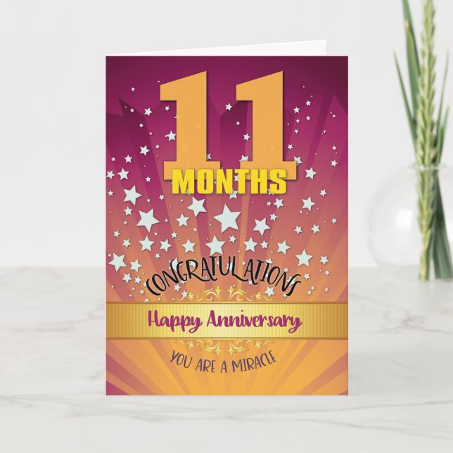 11 månaders återställningsårsdag, fet tal kort (Framsida)