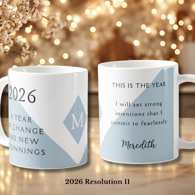 11. New Year Resolution for 2026 Year of Change  Kaffemugg (2026 Year of Change and New Beginnings Dusty Blue Resolution 11 Coffee Mug)