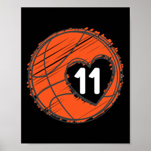 #11 nummer 11 i hjärtat - Basketball Player Cute G Poster