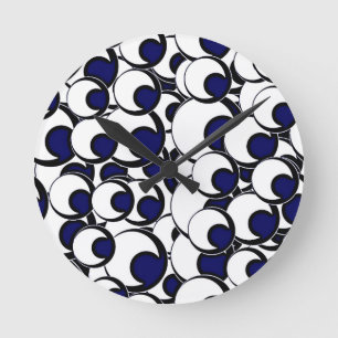 11 ögonbollar ÖGA EYEBALLS BLACK BLUE IRIS WHITE Rund Klocka