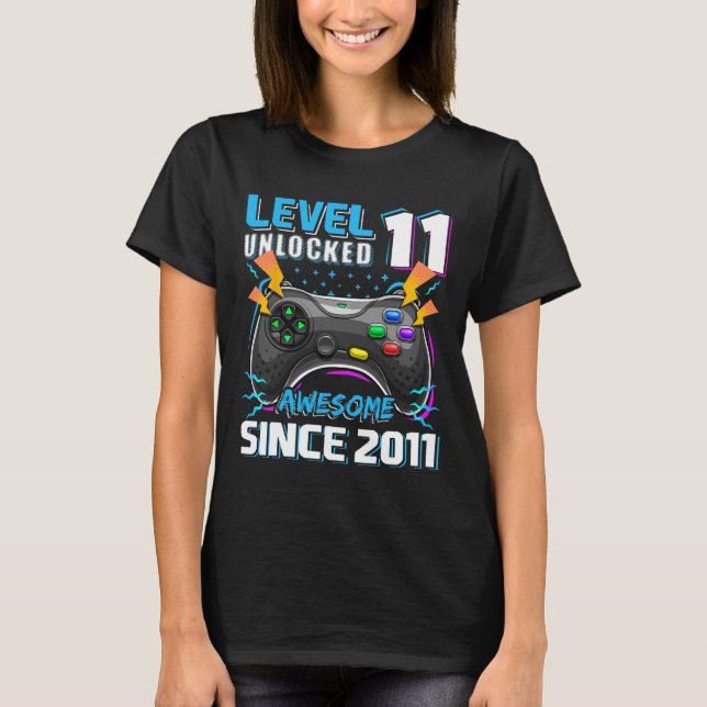 11 Olåst Fantastisk 2011-videospel 11:e födelsedag T Shirt (Framsida)