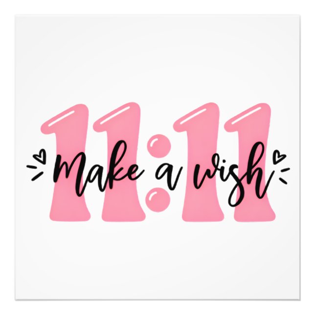 11 Önska Söt Rosa Typografi Affisch Fototryck (Framsidan)
