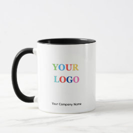 11 oz Black Inside Mug Employee Name Business Logo Mugg
