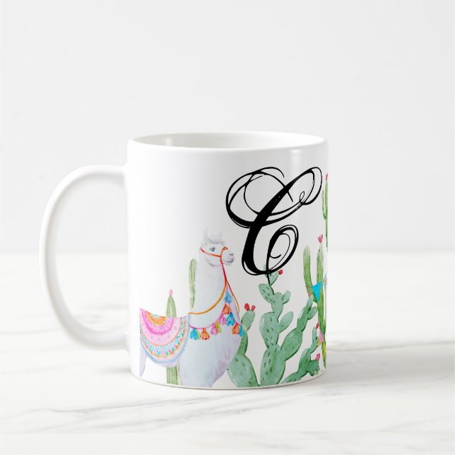 11 Oz. Coffee Mugg Boho Llama Bohemian Cacti Deser (Vänster)
