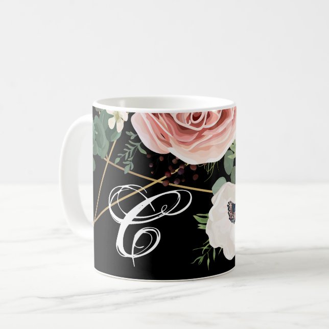 11 Oz. Kaffe Mugg Geometric Garden Ro Black (Framsida vänster)