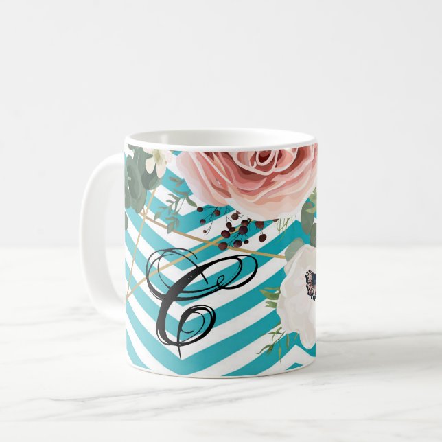 11 Oz. Kaffe Mugg Geometric Ro Chevron Teal (Framsida vänster)
