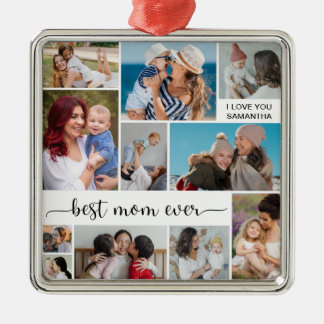 11 Photo Collage Best Mamma någonsin Julgransprydnad Metall