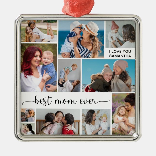 11 Photo Collage Best Mamma någonsin Julgransprydnad Metall (Framsidan)