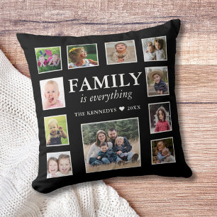 11 Photo Collage Family Namn Quote Black Kudde