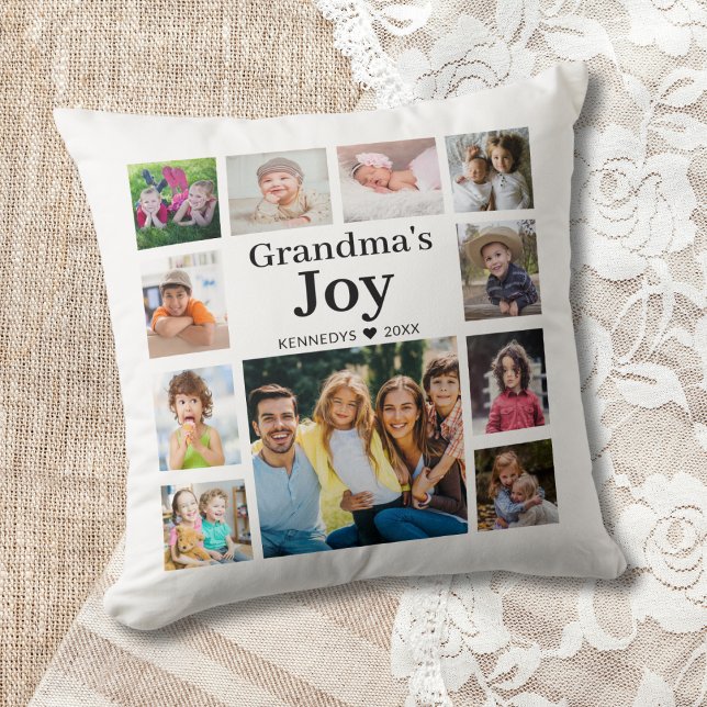 11 Photo Collage Grandmas Joy Family Namn Kudde (Skapare uppladdad)