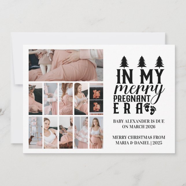 11 Photo In My Merry Pregnant Era Christmas Julkort (Framsida)