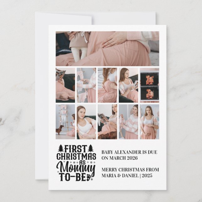11 Photo Mommy to be Christmas Pregnancy  Julkort (Framsida)