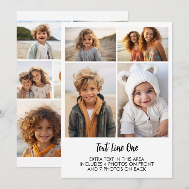 11 Photos - 4 Front, 7 Back - Black Text on White Inbjudningar (Fram/baksida)