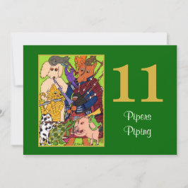 11 pipblåsare som leda i rör gullig julkort