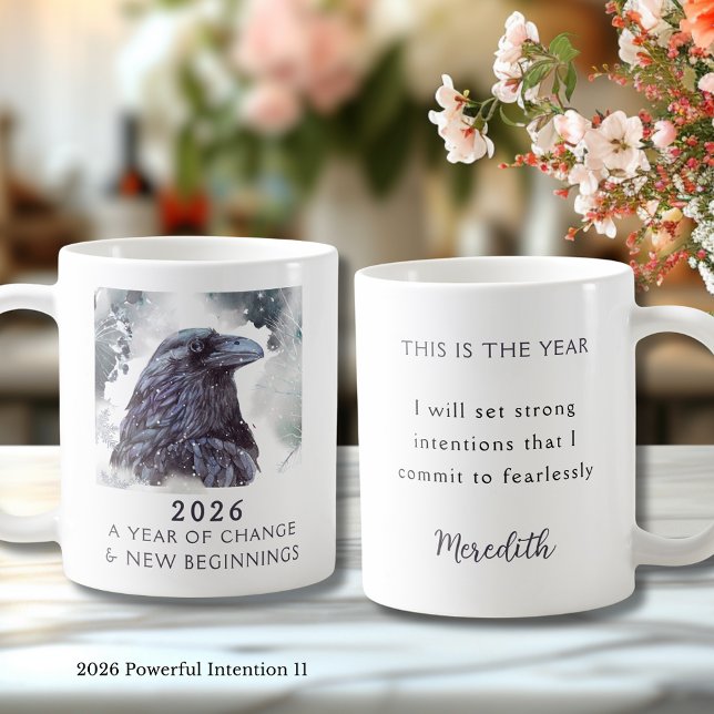 11. Raven 2026 Year of Change Powerful Intention Kaffemugg (Raven 2026 Year of Change and New Beginnings Powerful Intention 11 Coffee Mug)