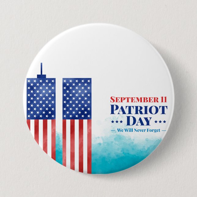 11 september Patriot Day Vi Kommer Aldrig Glömma Knapp (Framsida)