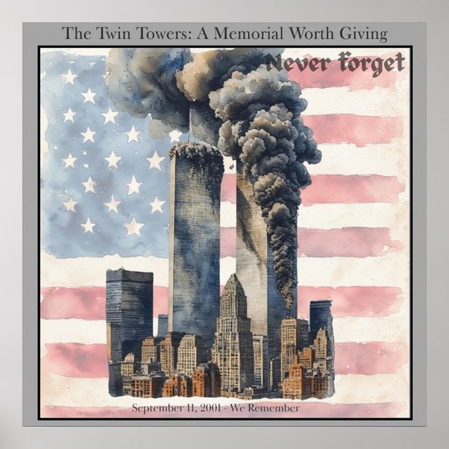 11 september Twin Towers minnesväggskonst  Poster (Framsidan)