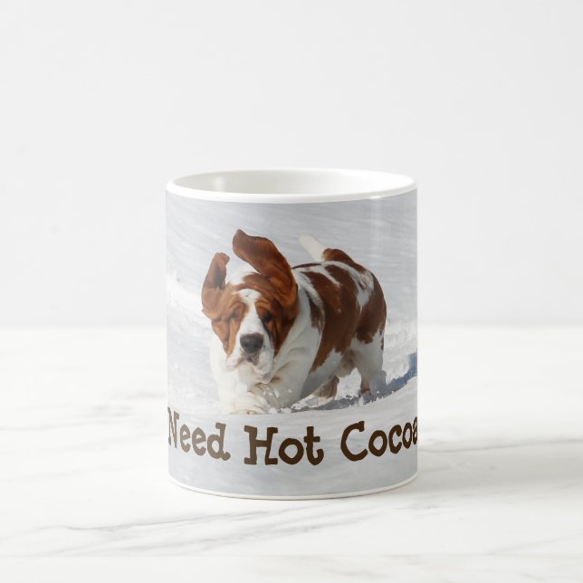 11 uns klassikermugg w/Basset i snön Kaffemugg (Center)