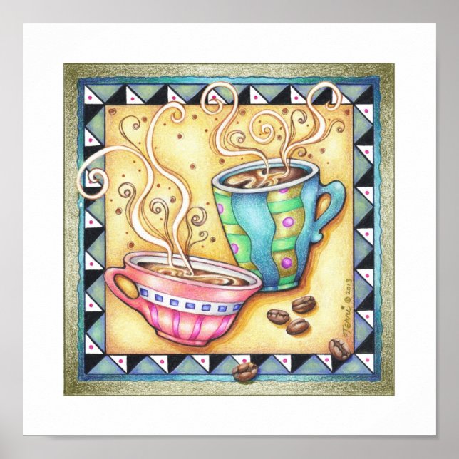 11"x11" PLAKAT - COOL BEANS! Kaffe Konst Poster (Framsidan)