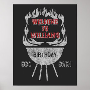 11 x 14 BBQ-Födelsedagsfestens välkomstsignal och  Poster