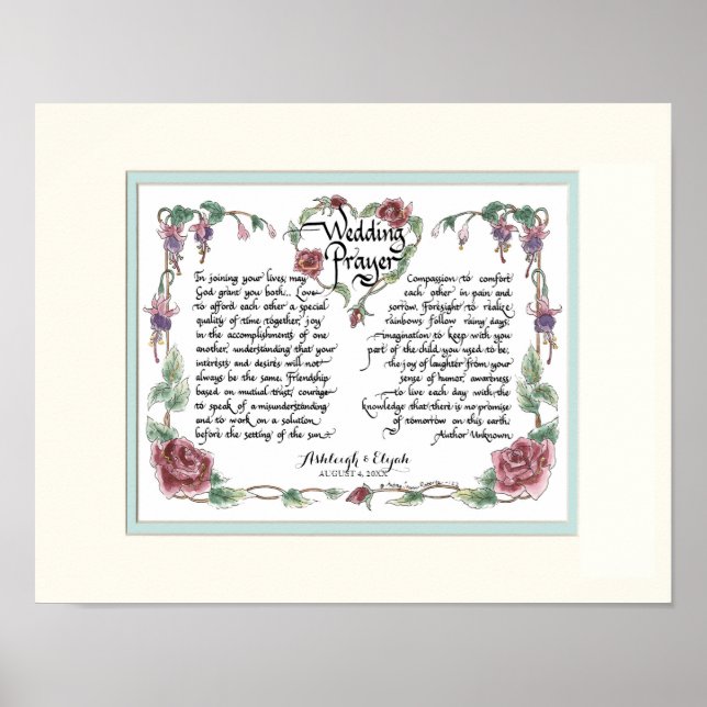 11 x 14 Bröllop Prayer, årsdag Kalligrafi Poster (Framsidan)