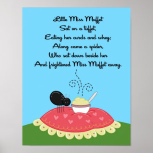 11 x 14 Little Miss Muffet Rhyme Kids Room Wall Ar Poster