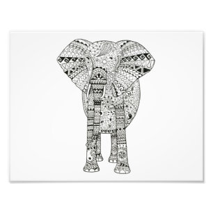 11 x 8.5 Unik hand Illustrated Elephant Art Fototryck