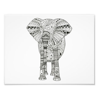 11 x 8.5 Unik hand Illustrated Elephant Art Fototryck