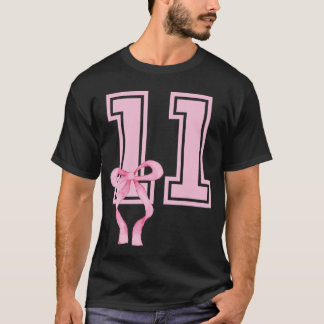 11 Year Old Birthday Girl Coquette Pink Bow Aesthe T Shirt