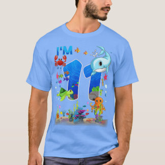 11 Year Old Birthday Whale Fish Sea Birthday Boys T Shirt