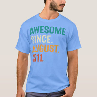 11 Year Old Gift Awesome Since August 2011 11th Bi T Shirt