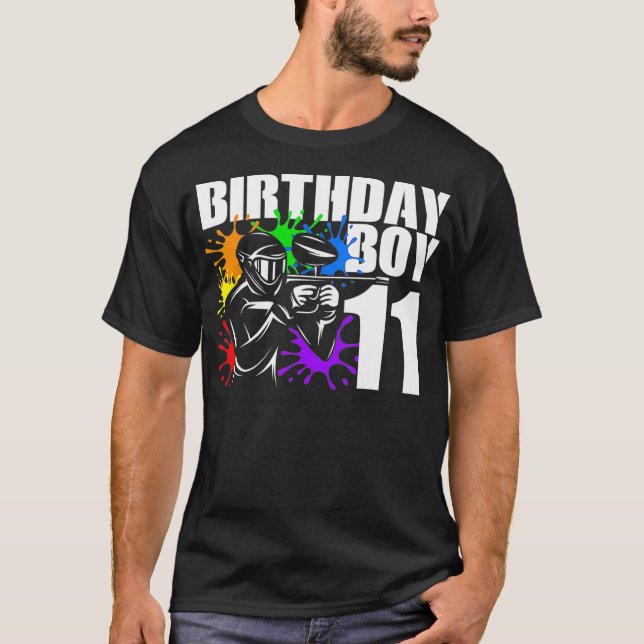 11 Year Old Paintball Birthday Party Boys 11th T Shirt (Framsida)
