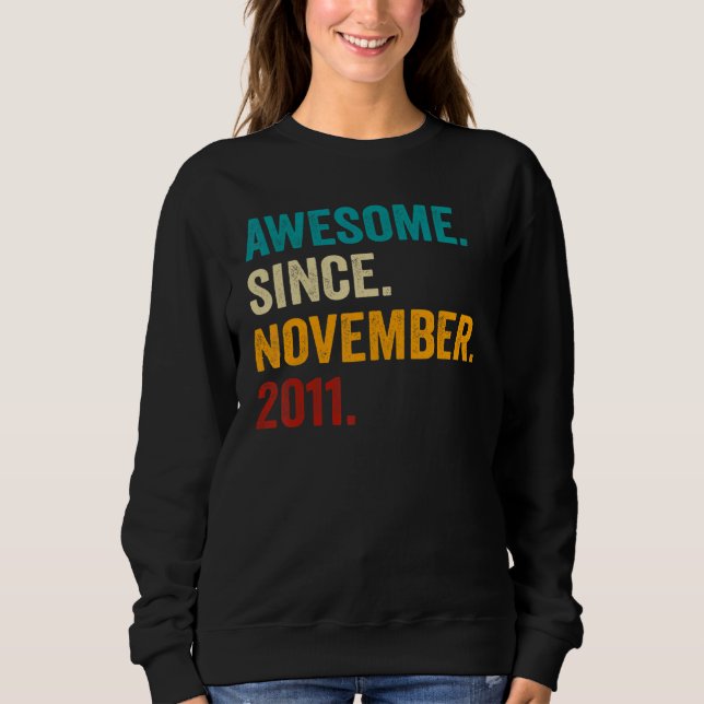11 Years Old  11th Bday Boys Awesome Since Novembe T Shirt (Framsida)