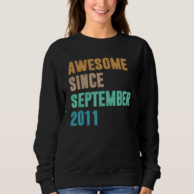 11 Years Old  Awesome Since September 2011 11th T Shirt (Framsida)