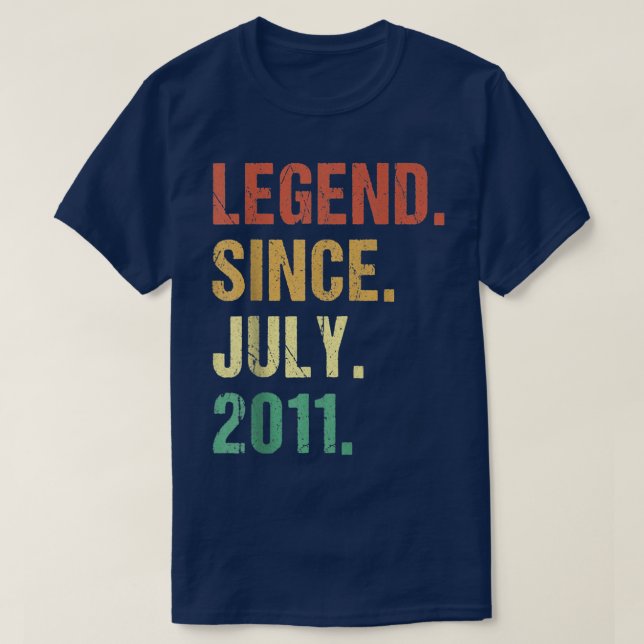 11 Years Old Gifts Legend Since July 2011 11th Bir T Shirt (Design framsida)