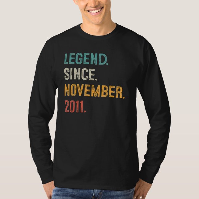11 Years Old  Legend Since November 2011 11th Bday T Shirt (Framsida)