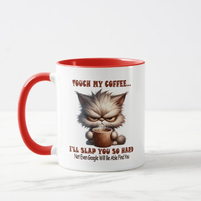 11oz accent Mugg ’Touch My Coffee’ Cat Mugg (Vänster)