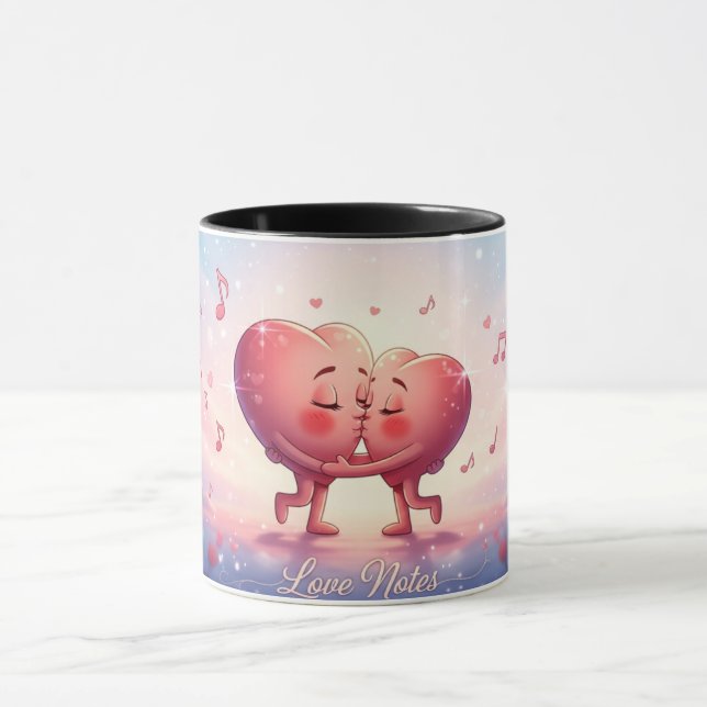11oz Mugg Kyssta Hjärtan ”Kärleksnoter” Söt mugg (Center)