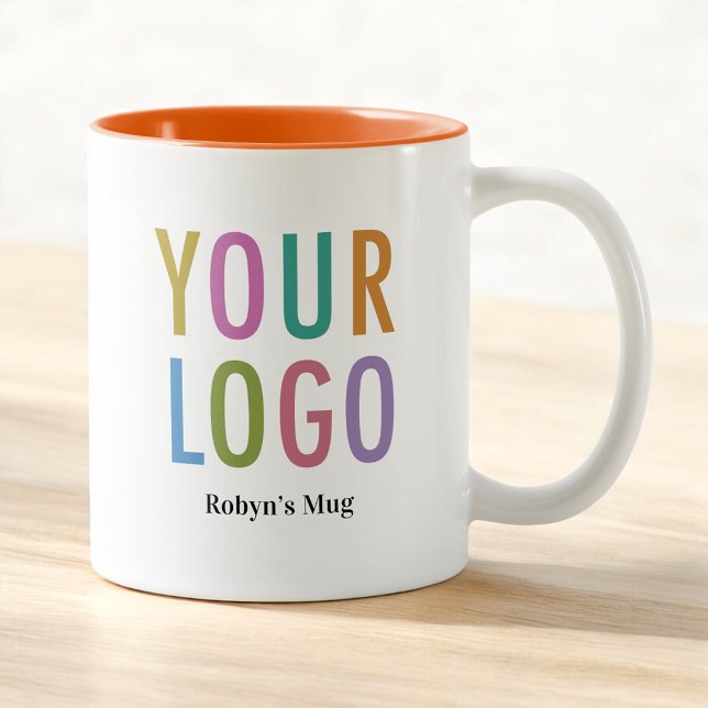 11oz Orange Inre kaffet Mugg Namn & Company Logoty (MISOOK 11 oz Orange Inside Mug with Logo and Name)