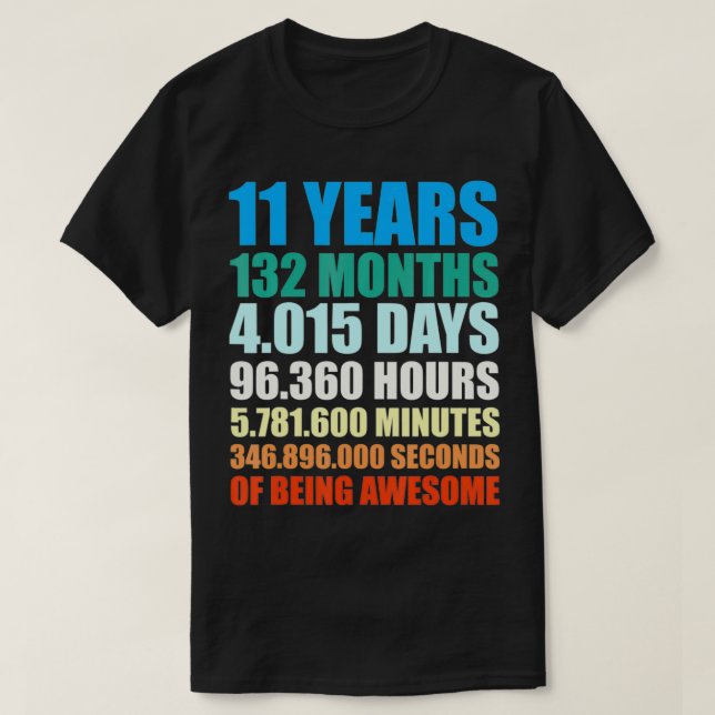11th Birthday Gift Boy 11 Years Being Awesome  T Shirt (Design framsida)