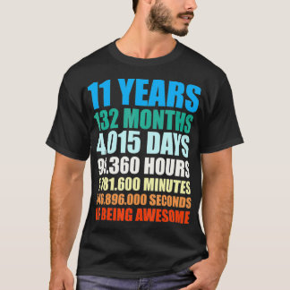 11th Birthday Gift Boy 11 Years Being Awesome T Shirt
