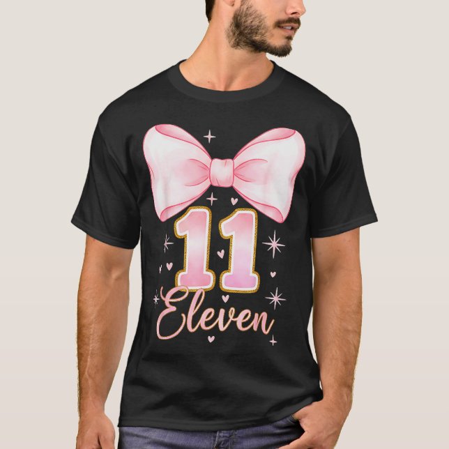 11th Birthday Girl Coquette Bow Its My Eleven Birt T Shirt (Framsida)